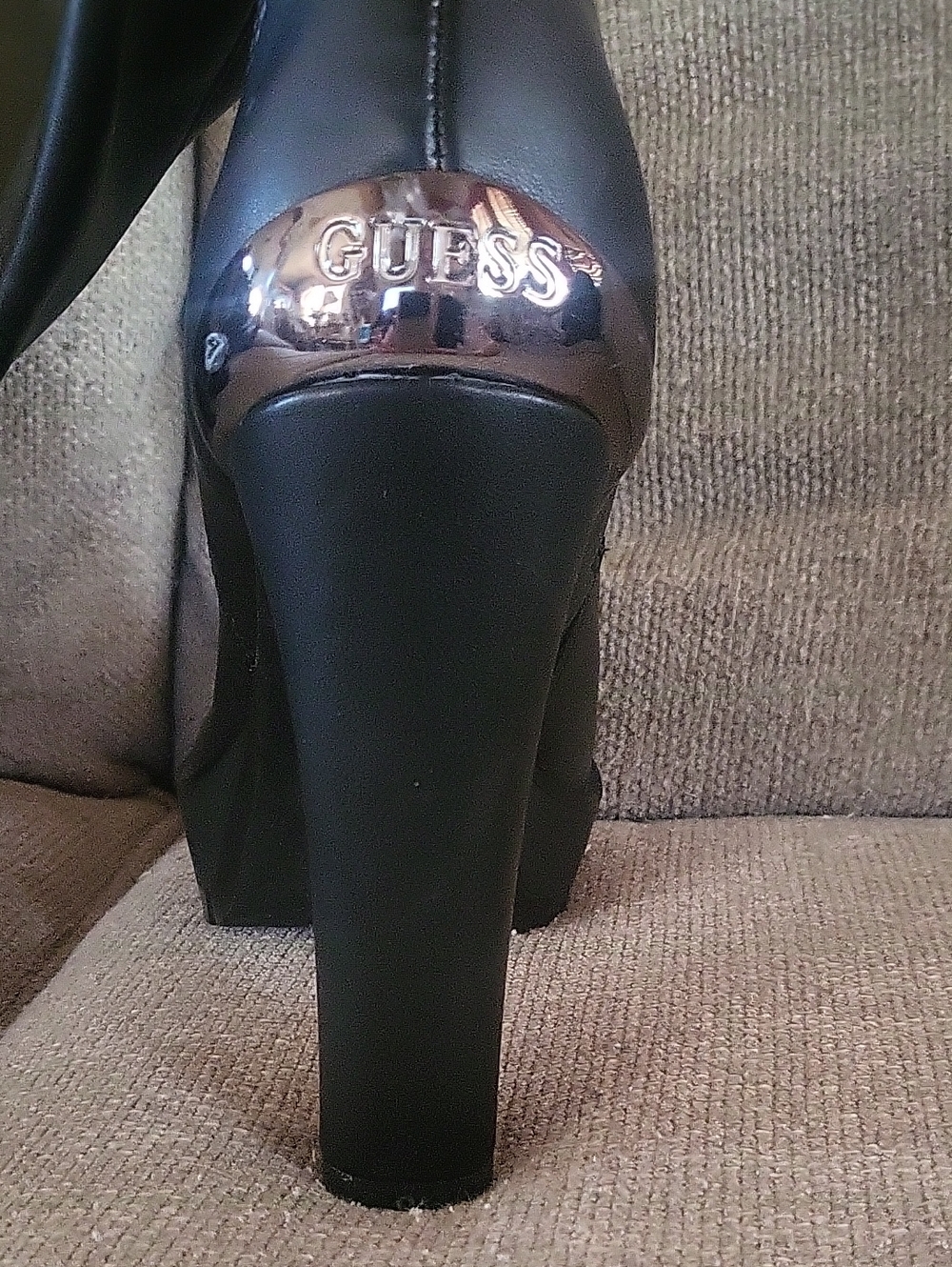 Guess Black Over-the-Knee High Heel Platform Boots - Picture 2 of 6